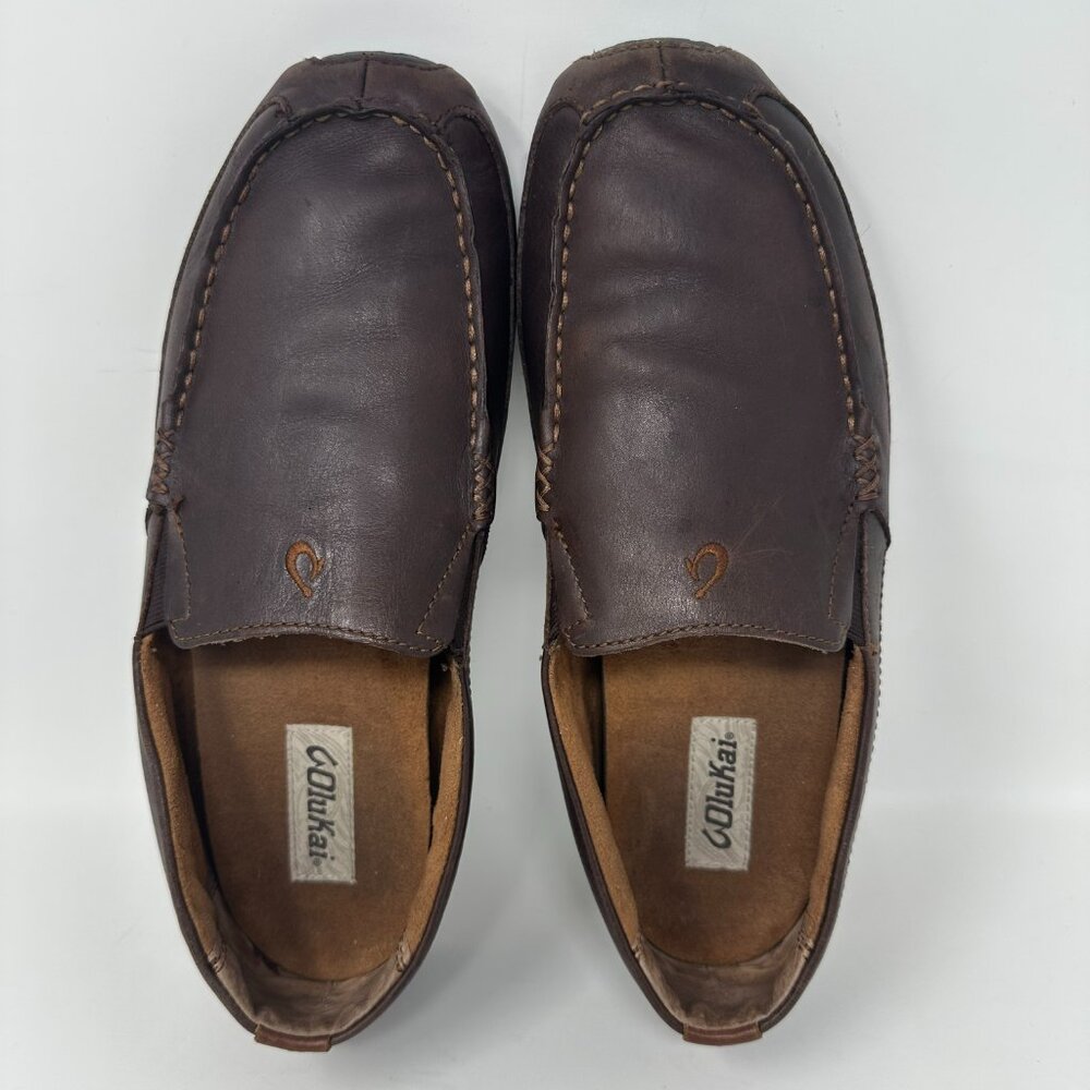 OLUKAI Moloa Men’s Size 10.5 Brown Leather Casual Loafers - Picture 6 of 14
